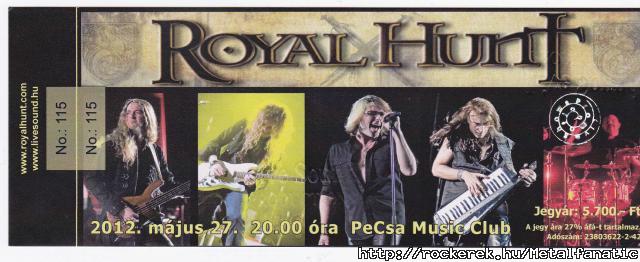 Royal Hunt koncertjegy 2012 05.27