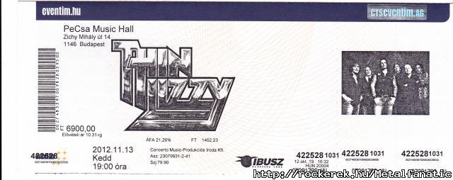 Thin Lizzy jegy 2012 Pecsa
