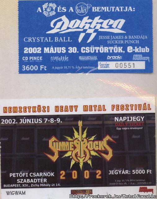 KONCERTJEGYEK 2002 (TEN - Zsenilis volt!)