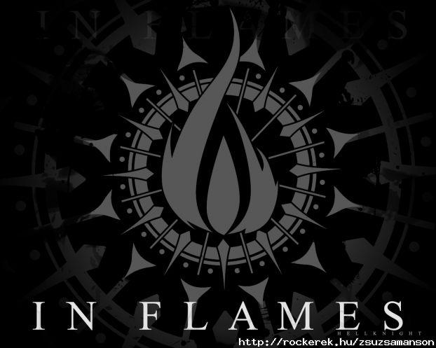 In flames