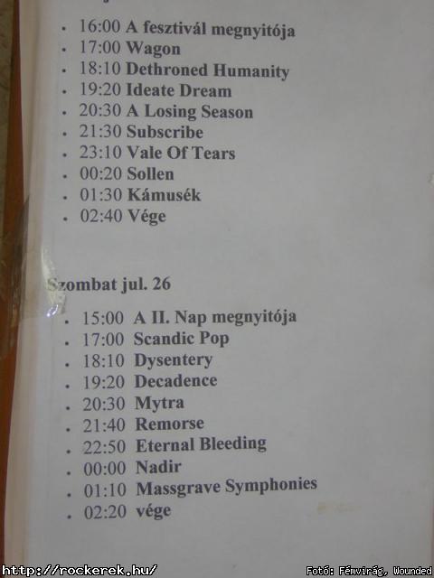  A Loosing Season, Bdi Rock Band, Decadence, Dethroned Humanity, Dysentery, Eternal Bleeding, Ideate Dream, Massgrave Symphonies, Massgraves Symphonies, Mytra, Nadir, Remorse, Scandic Pop, Sollen, Subscribe, Vale Of Tears, Wagon - Fot: Fmvirg, Wounded