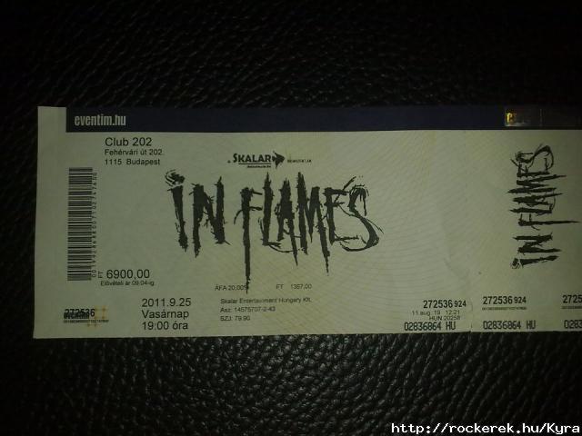 in flames