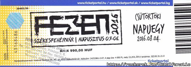 FEZEN jegy 2016 - DIO Disciples - Malmsteen