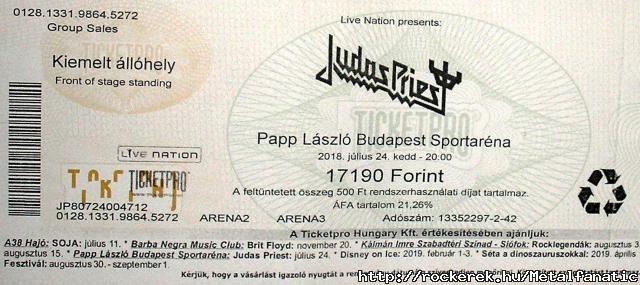 JUDAS PRIEST jegy 2018